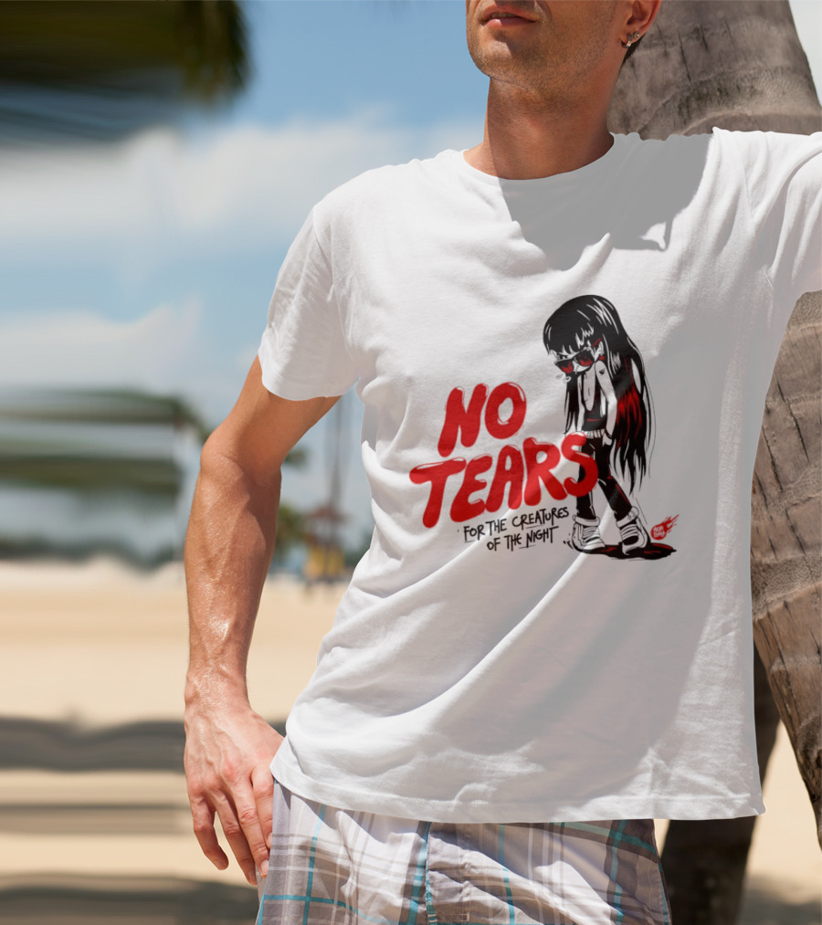 No Tears For The Creatures Of The Night Anime Gothic Style With Red Highlights T-Shirt
