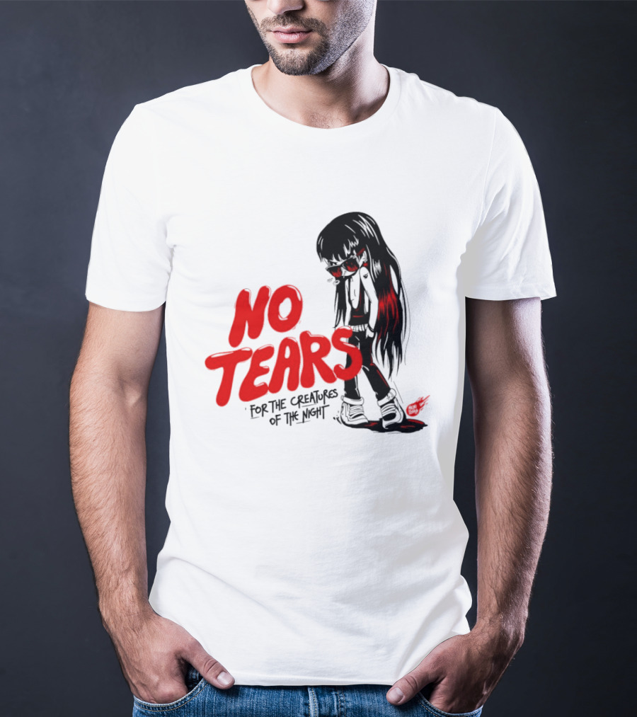 No Tears For The Creatures Of The Night Anime Gothic Style With Red Highlights T-Shirt