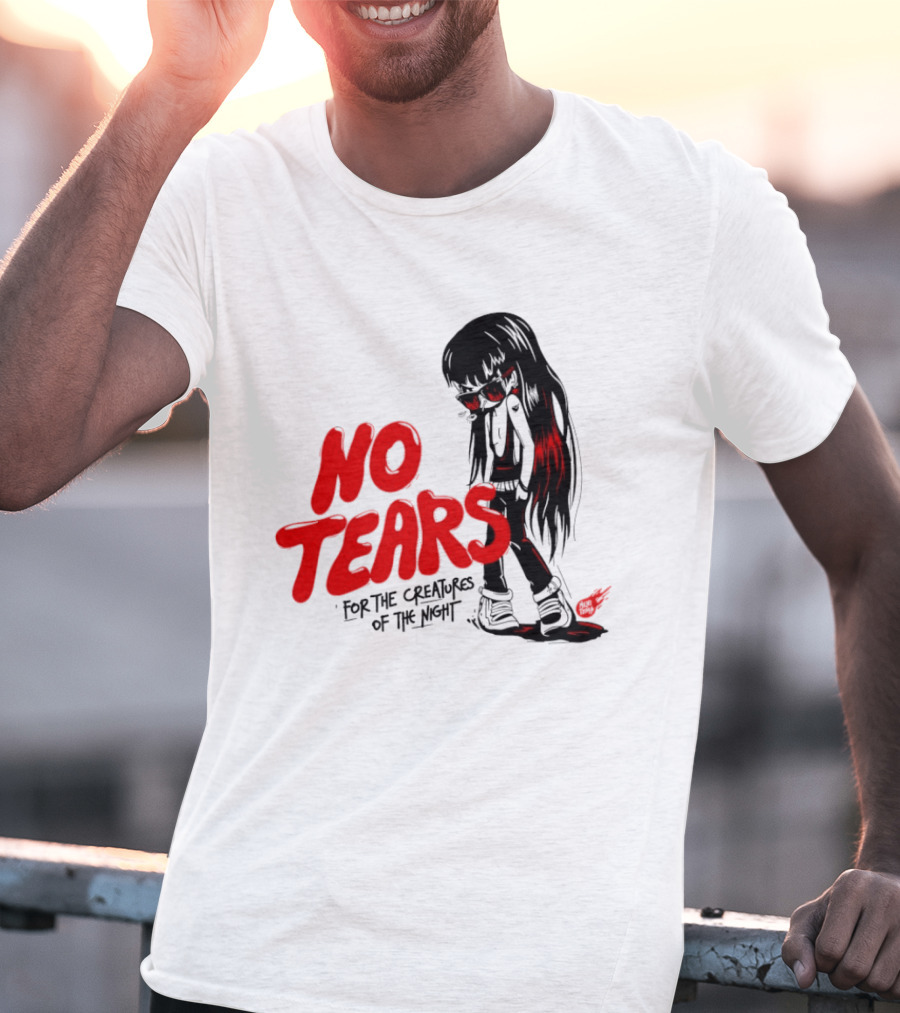 No Tears For The Creatures Of The Night Anime Gothic Style With Red Highlights T-Shirt