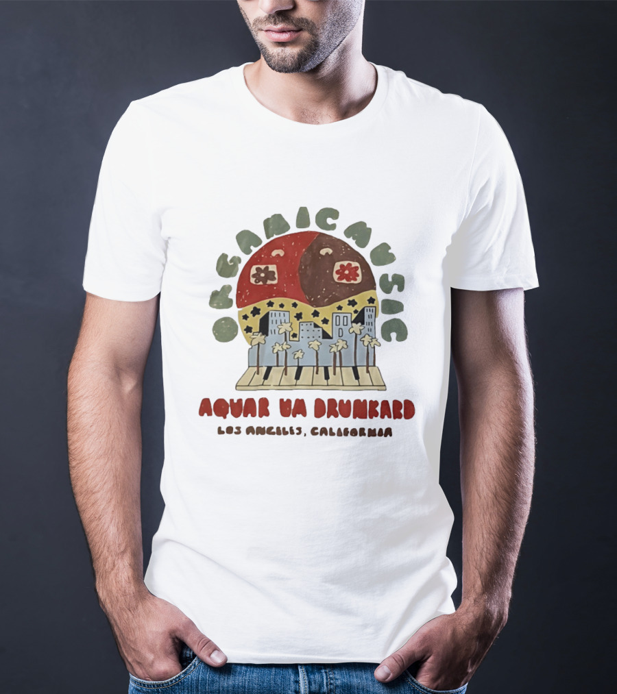 Organic Music Aquarium Drunkard Los Angeles California City Skyline Piano T-Shirt