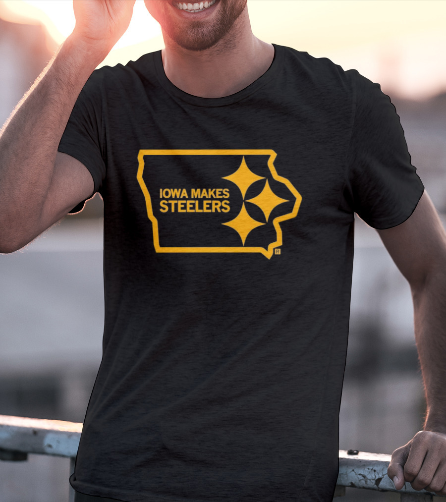 Iowa Makes Steelers Map And Starburst T-Shirt