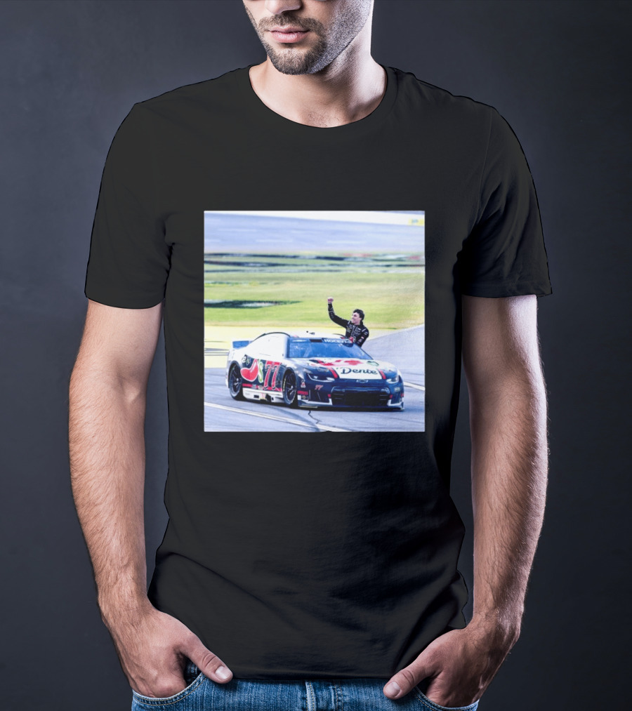 Carson Hocevar First Win Nascar Cup Series 2026 Talladega Number 77 Car Victory Celebrating Dente T-Shirt