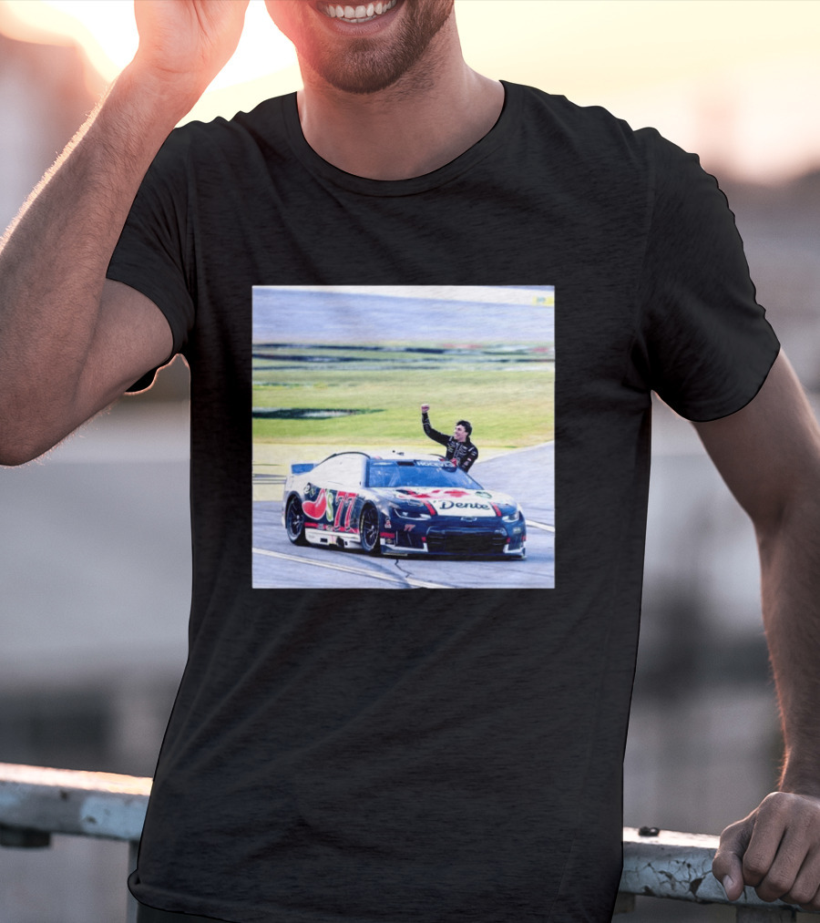 Carson Hocevar First Win Nascar Cup Series 2026 Talladega Number 77 Car Victory Celebrating Dente T-Shirt