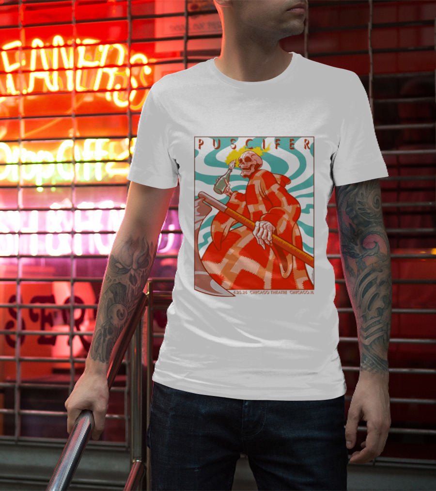 Puscifer Skeleton Art Chicago Theatre 2023 Concert Merchandise T-Shirt