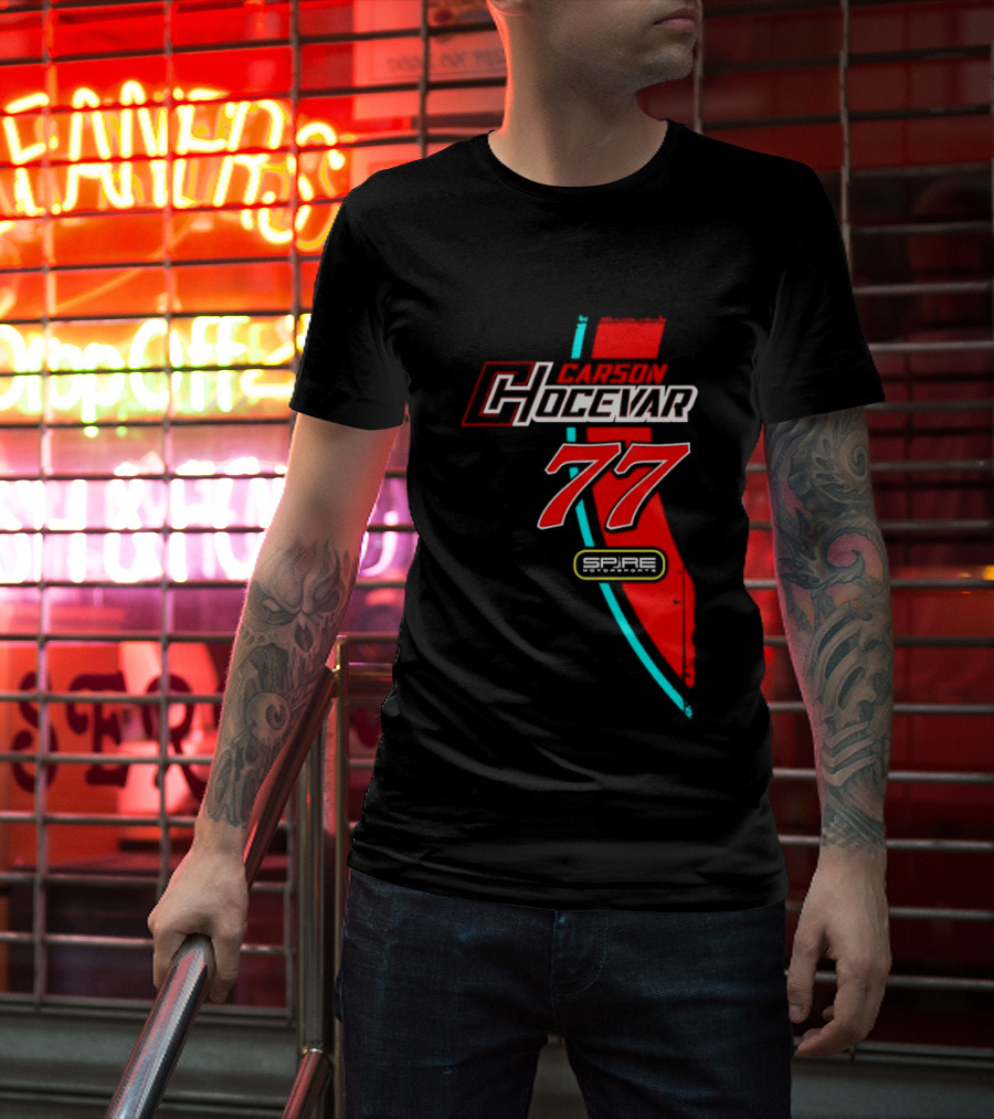 Carson Hocevar 77 Red Blue Spire Motorsports Nascar 2026 T-Shirt