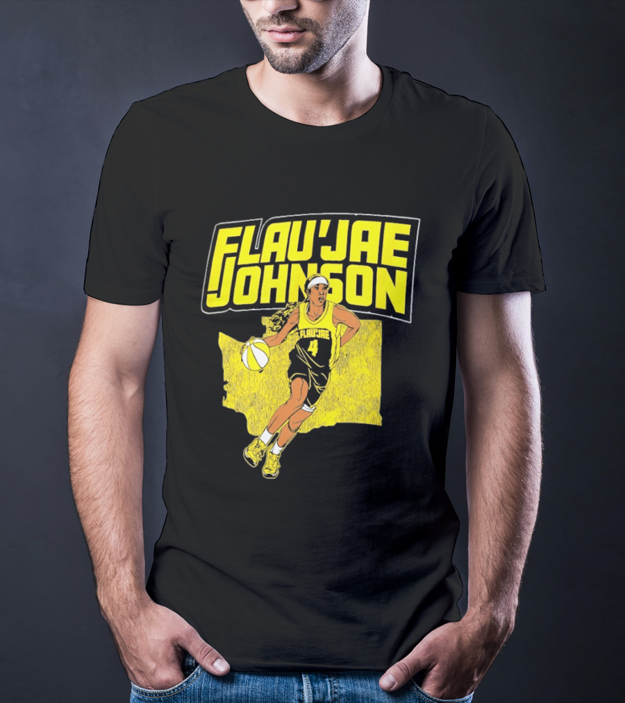 Flau'jae Johnson Basketball Illustration Yellow Seattle Storm T-Shirt