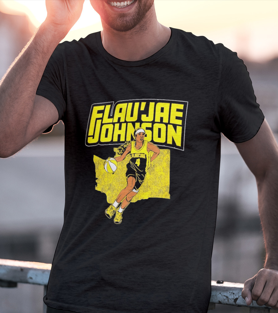 Flau'jae Johnson Basketball Illustration Yellow Seattle Storm T-Shirt