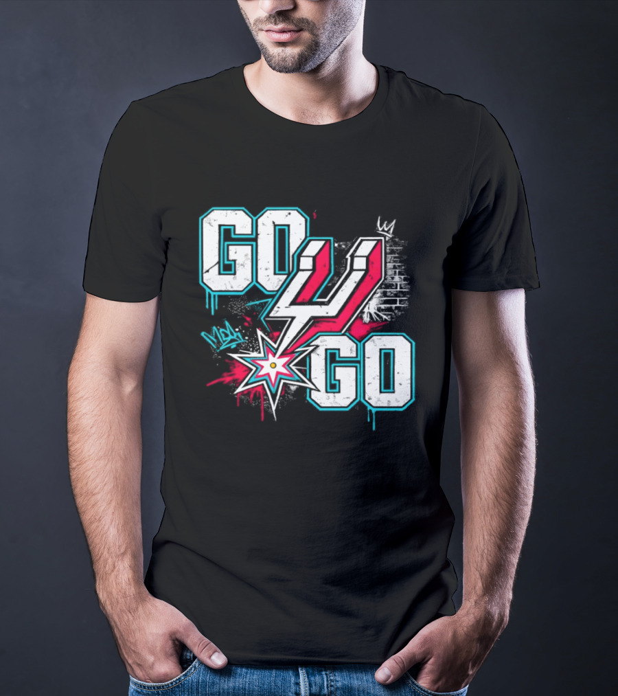 San Antonio Spurs Go Spurs Go Basketball Graffiti 4 Star T-Shirt