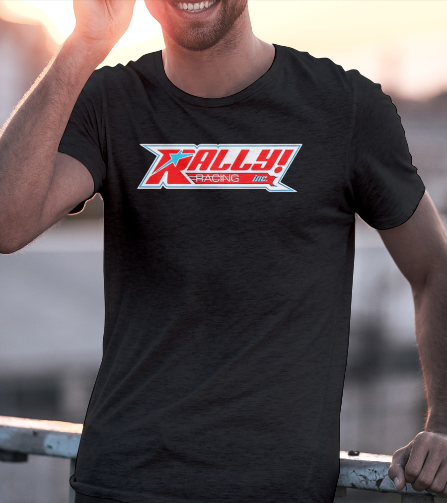 Rally Racing Inc Star Emblazoned Retro Style Red White Blue T-Shirt