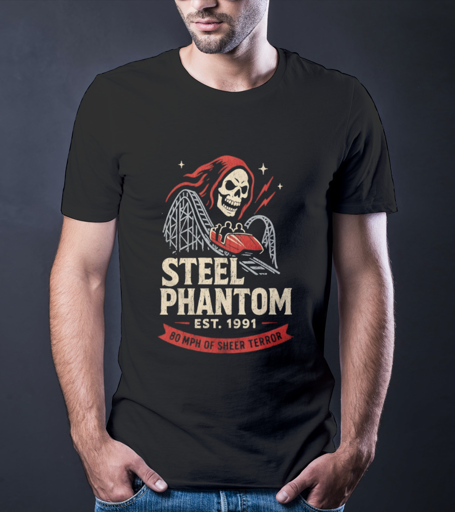 Steel Phantom 80 MPH Of Sheer Terror Pittsburgh Steelers Skeleton Est 1991 T-Shirt