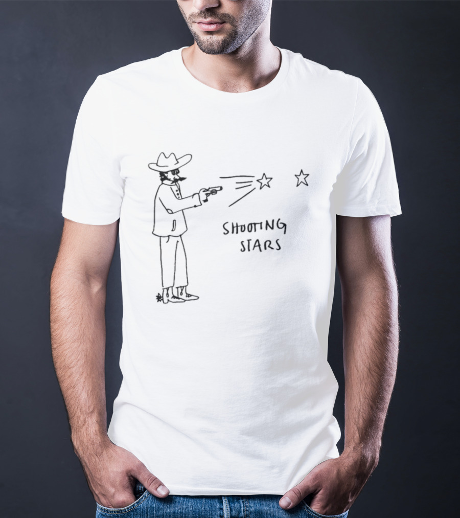 Brady Basso Cowboy Shooting Stars Hand Drawn Sketch T-Shirt
