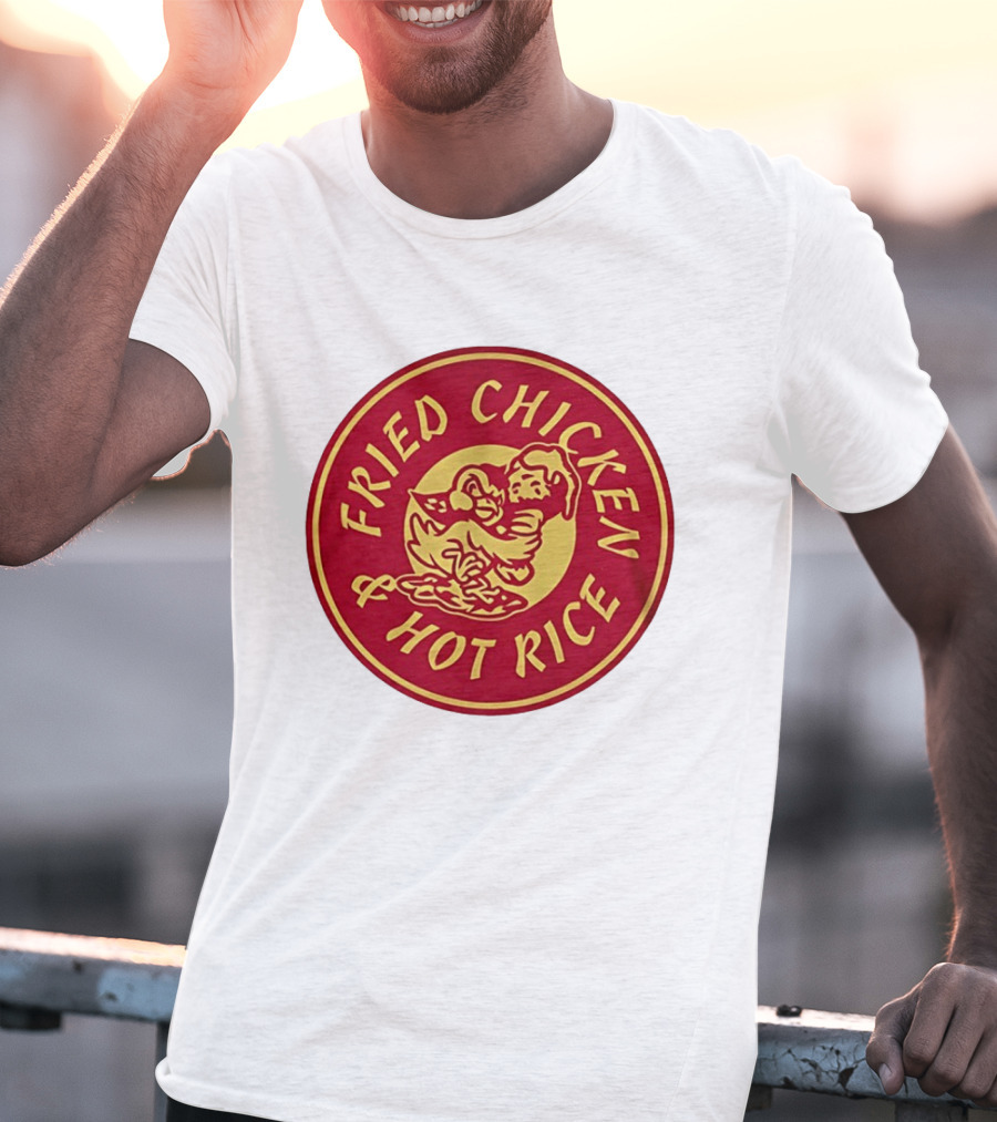 Fried Chicken And Hot Rice Vintage Style Circle T-Shirt