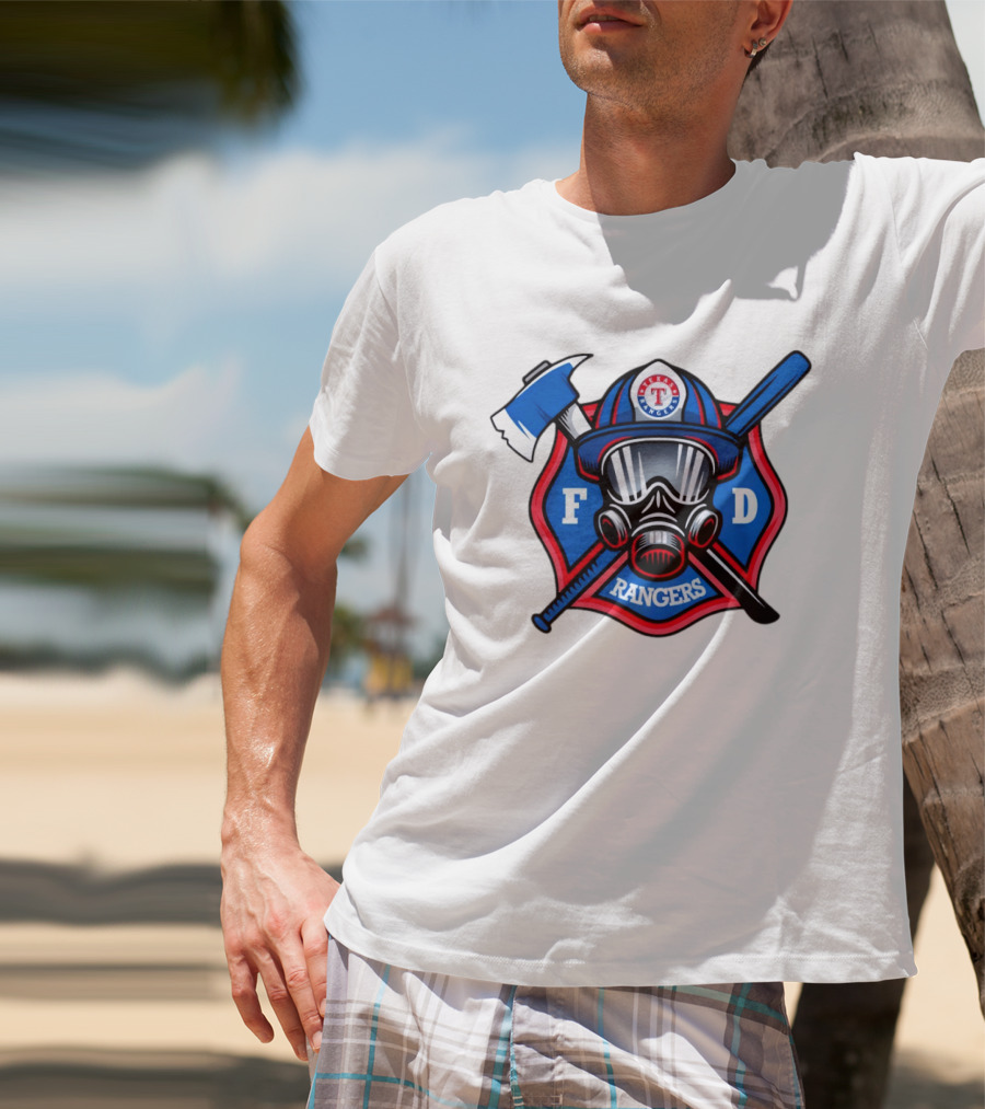 Texas Rangers Firefighter Spirit FD Rangers Ax And Bat T-Shirt