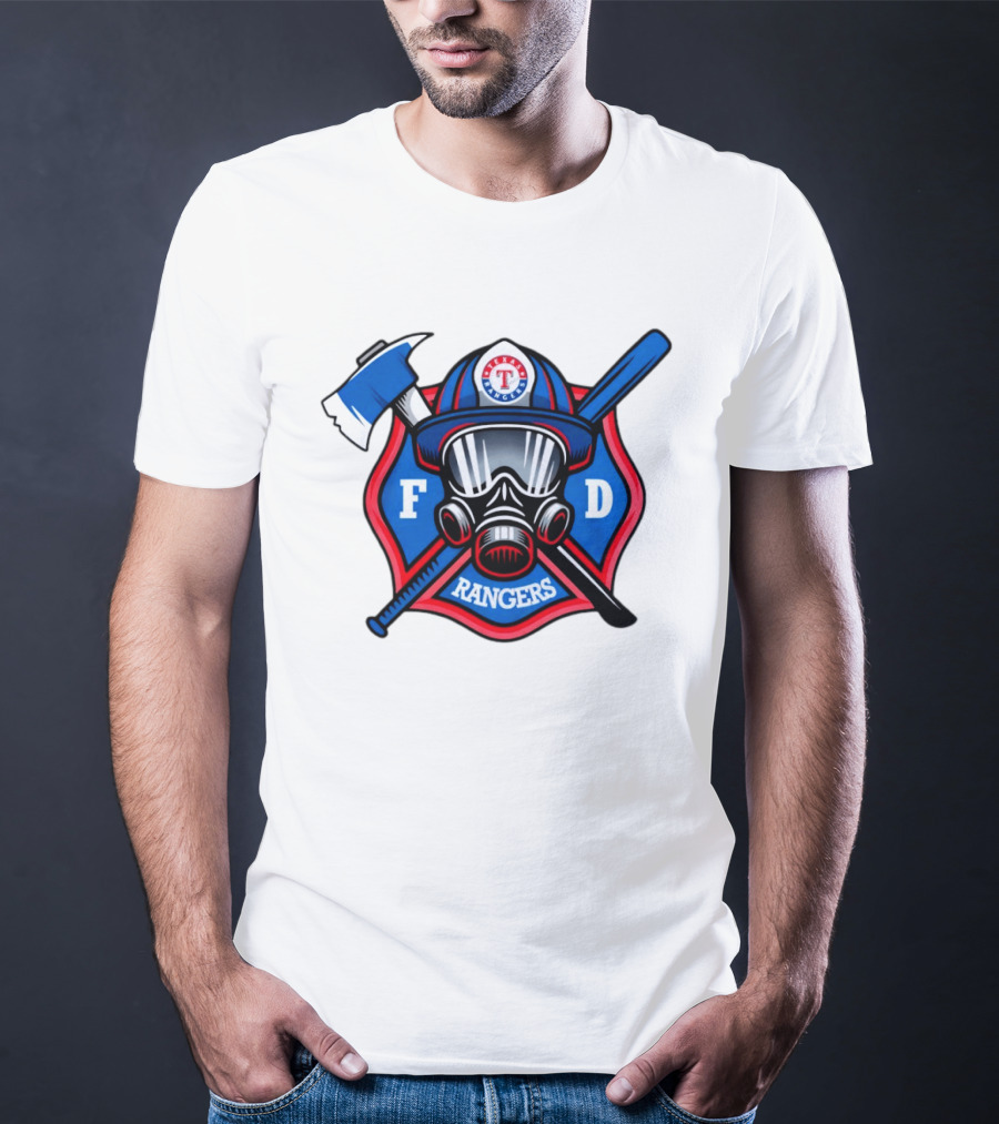 Texas Rangers Firefighter Spirit FD Rangers Ax And Bat T-Shirt