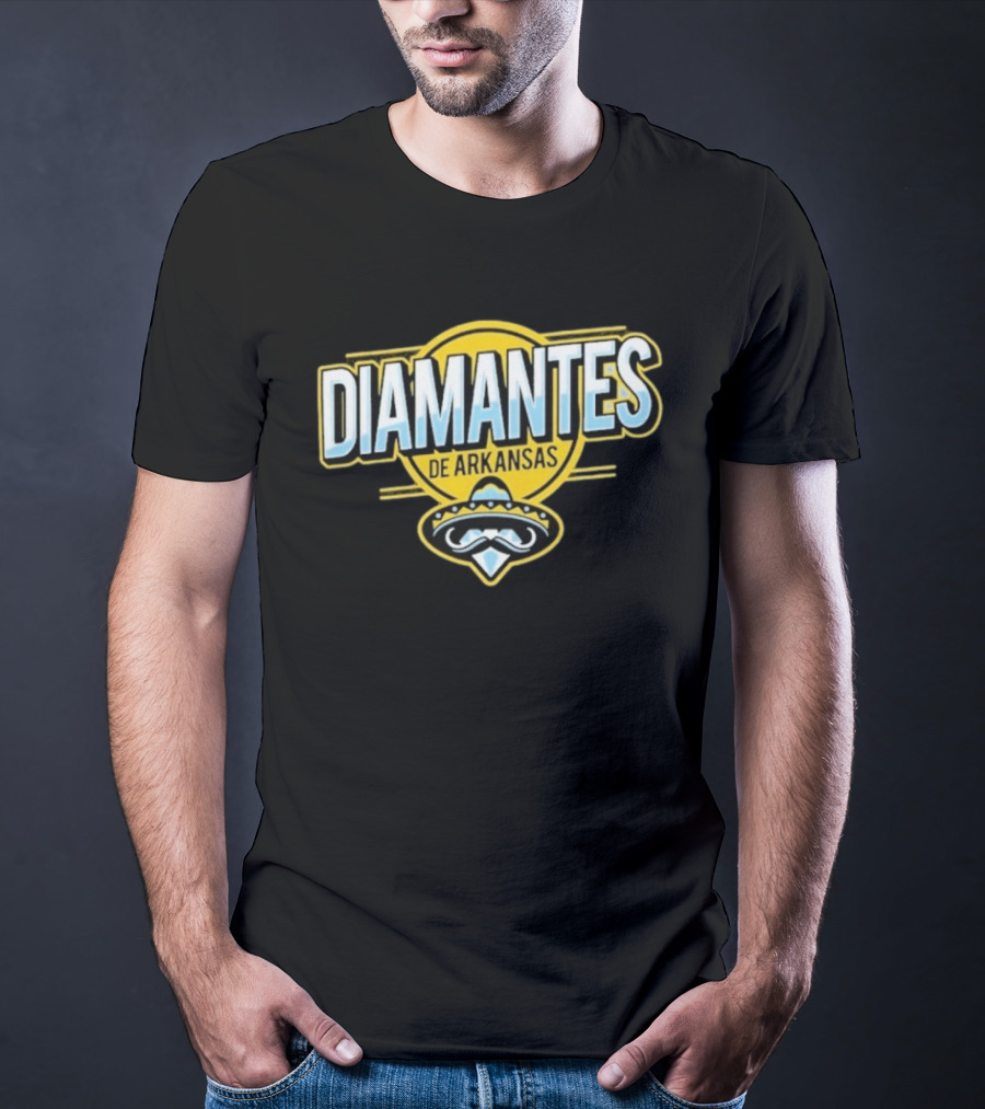Diamantes De Arkansas Travelers Baseball Team Mustache T-Shirt