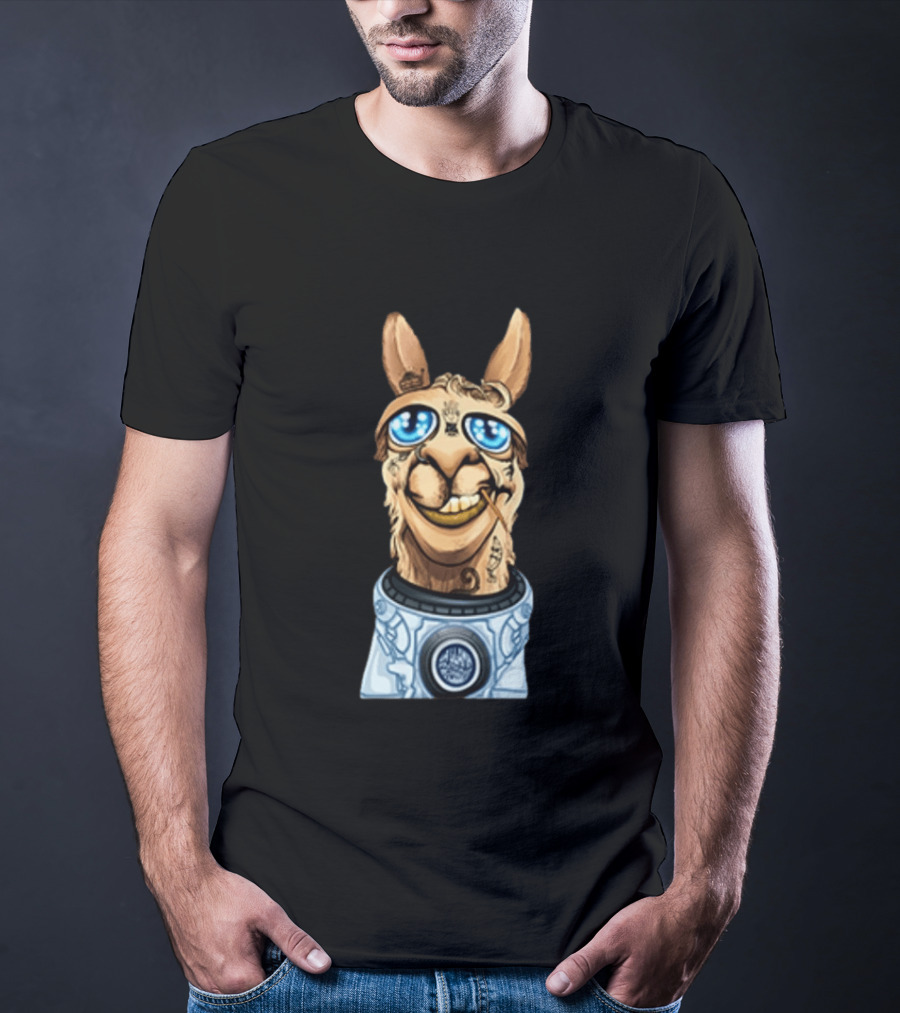 Astronaut Llama Space Adventure With Cosmic Glasses And Spacesuit T-Shirt