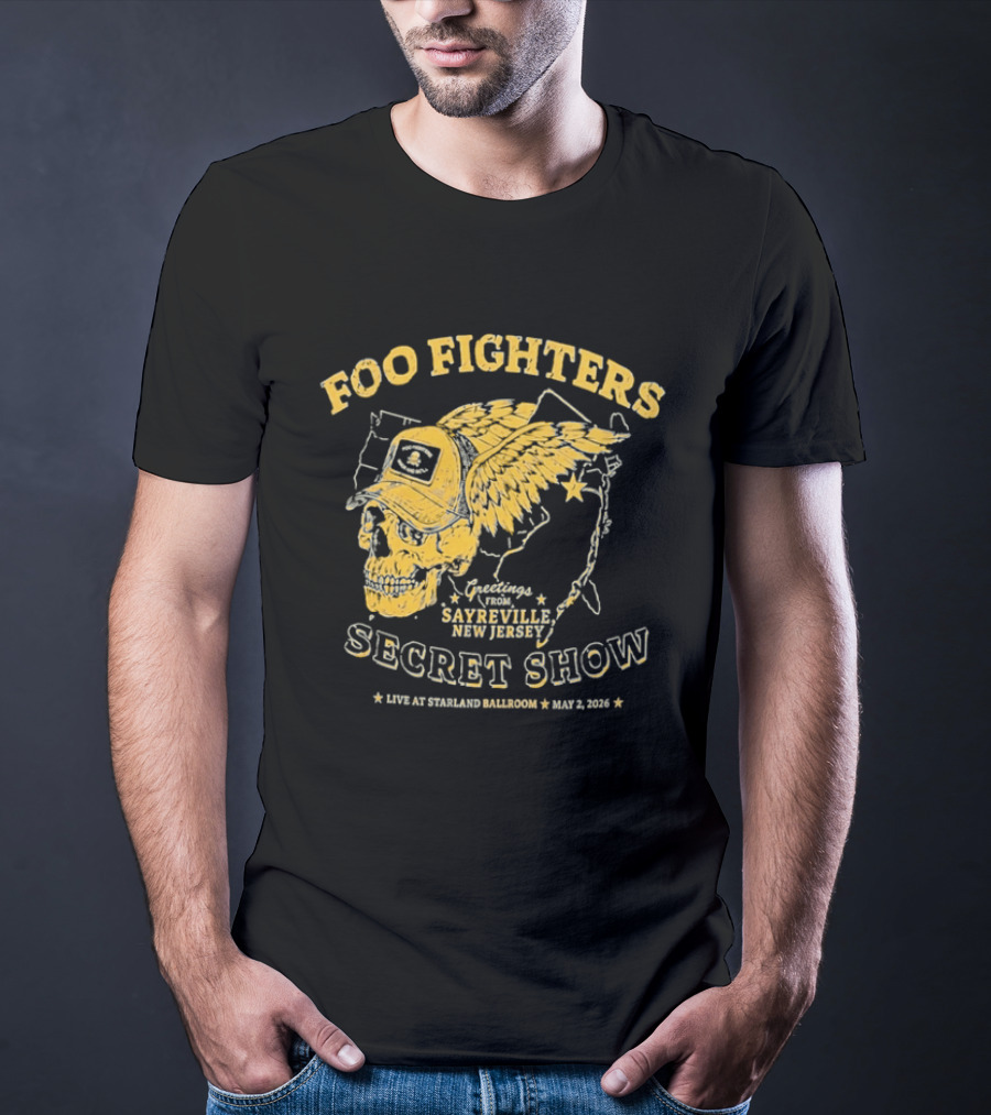 Foo Fighters Sayreville New Jersey 2026 Secret Show Winged Skull Starland Ballroom May 2 T-Shirt