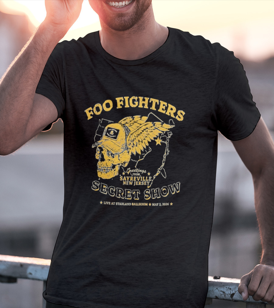 Foo Fighters Sayreville New Jersey 2026 Secret Show Winged Skull Starland Ballroom May 2 T-Shirt