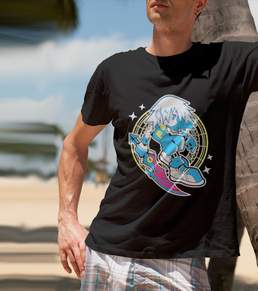 Riku Anime Cartoon Character With Sword And Stars In Pastel T-Shirt