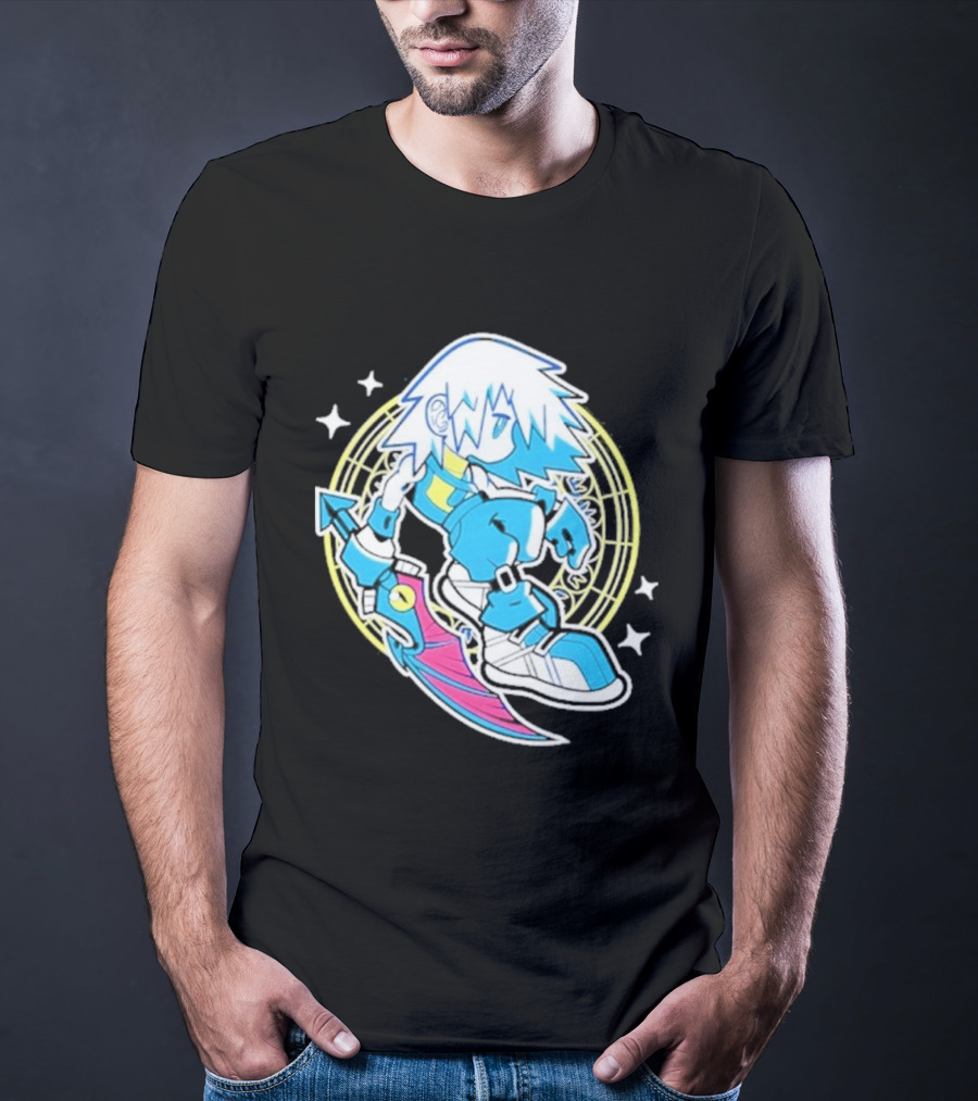 Riku Anime Cartoon Character With Sword And Stars In Pastel T-Shirt