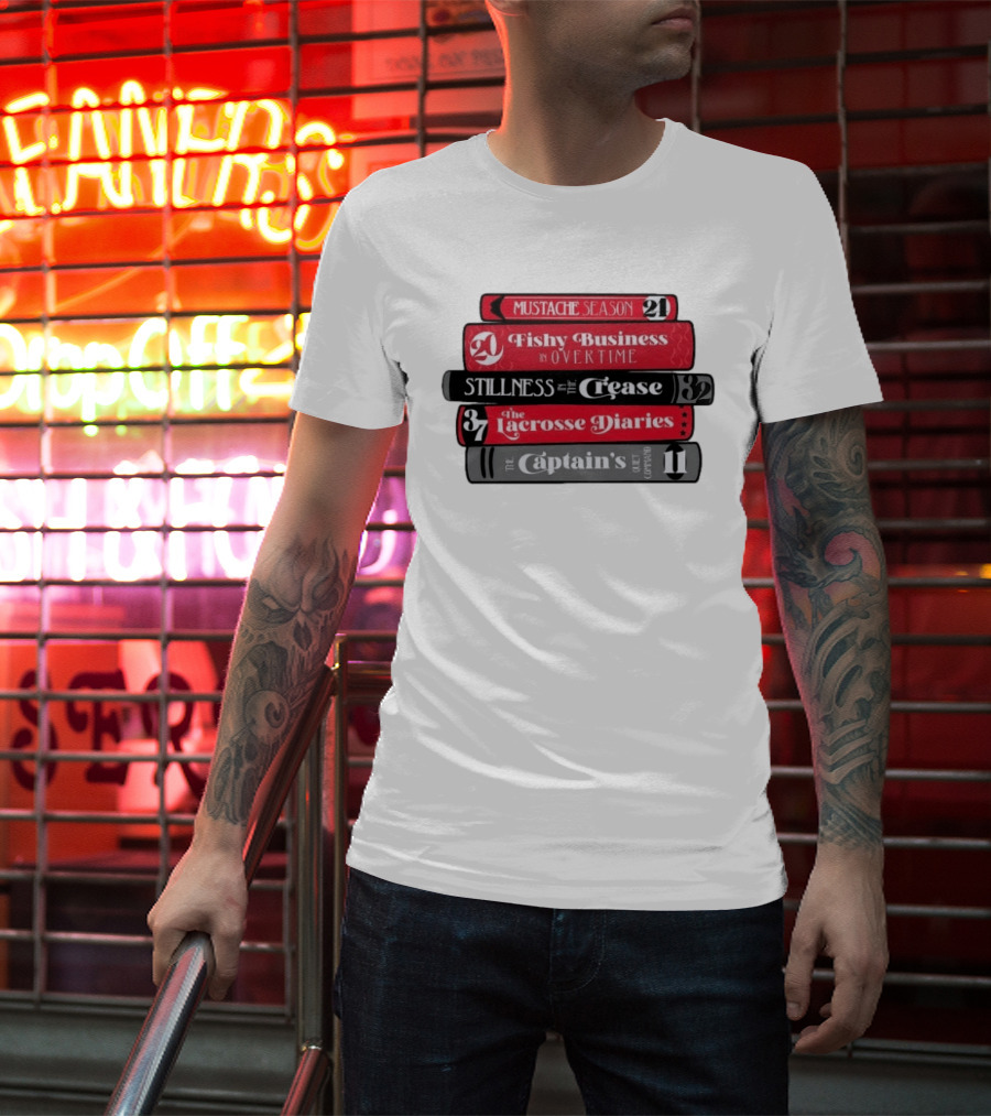 Carolina Hurricanes Hockey Girl Book Club Mustache Season Fishy Business Stillness Crease Lacrosse Diaries Captain's Command T-Shirt