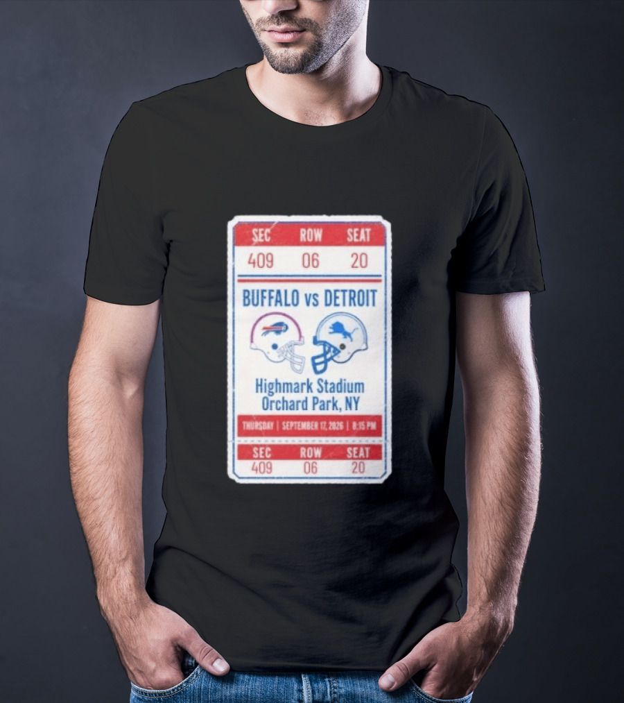 Buffalo Vs Detroit Highmark Stadium Orchard Park NY September 12 2026 Football Match Helmets T-Shirt