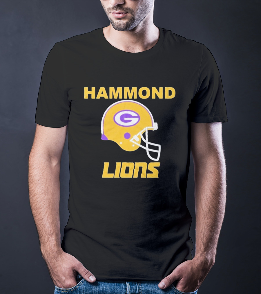 Hammond Lions Yellow Football Helmet Team Spirit T-Shirt