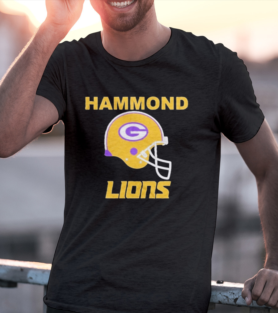 Hammond Lions Yellow Football Helmet Team Spirit T-Shirt