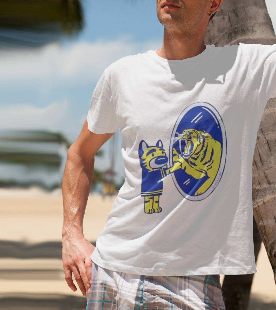 Buffalo Sabres Saber Tooth Tiger Mirror Reflection Comic T-Shirt