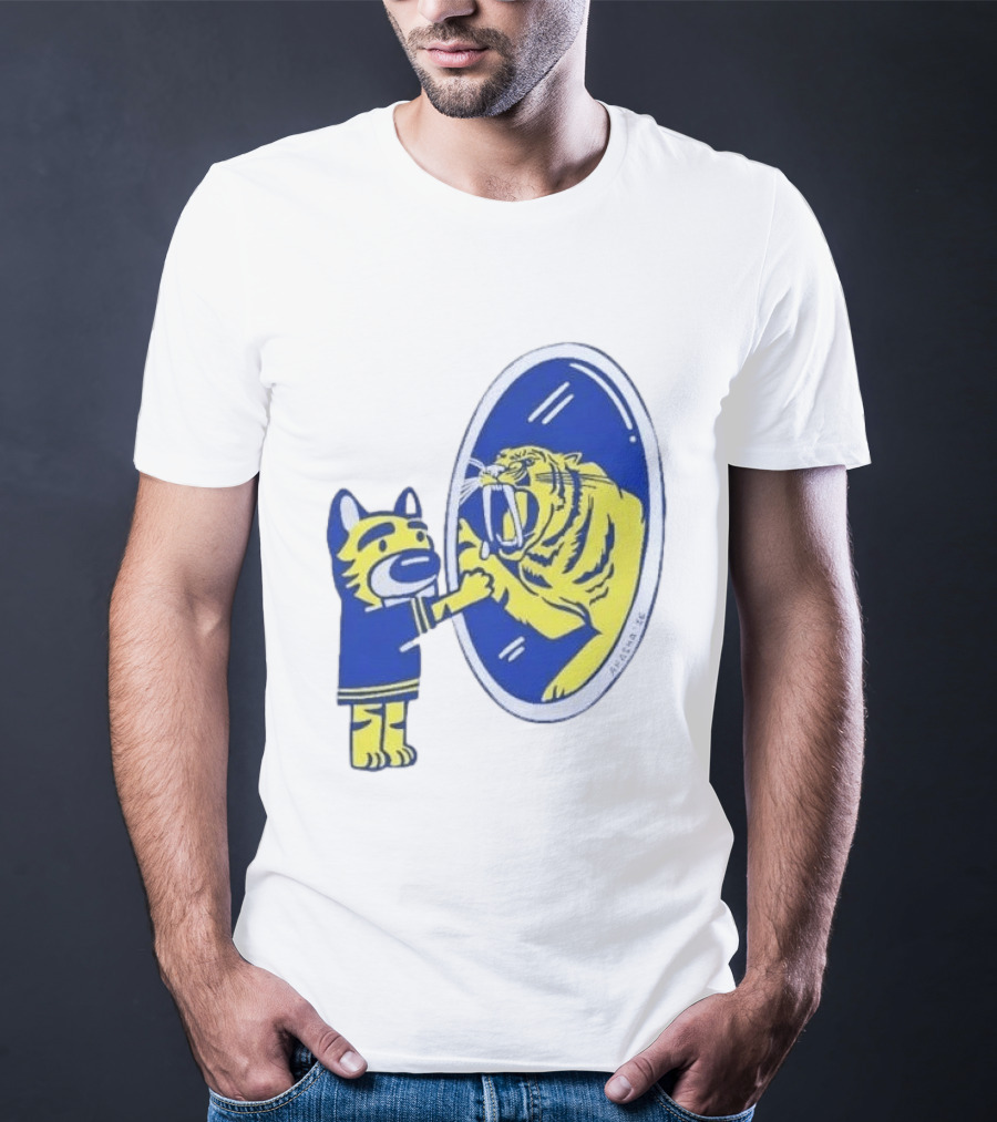 Buffalo Sabres Saber Tooth Tiger Mirror Reflection Comic T-Shirt