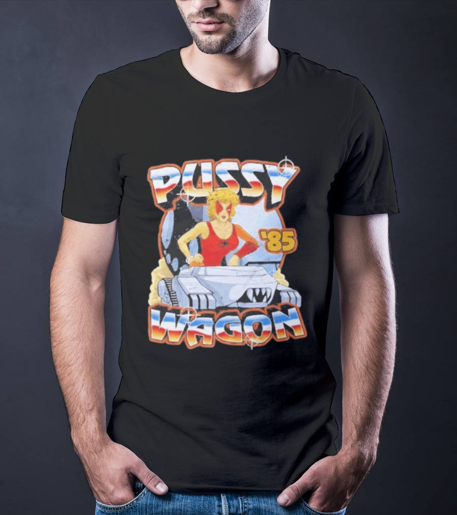 Pussy Wagon 85 Retro Car Girl Tank Cartoon T-Shirt