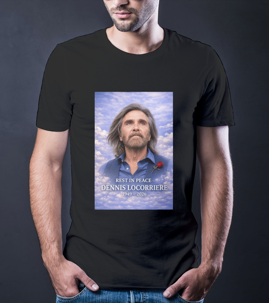 Rest In Peace Dennis Locorriere 1949 2026 Memorial Tribute With Rose And Clouds T-Shirt