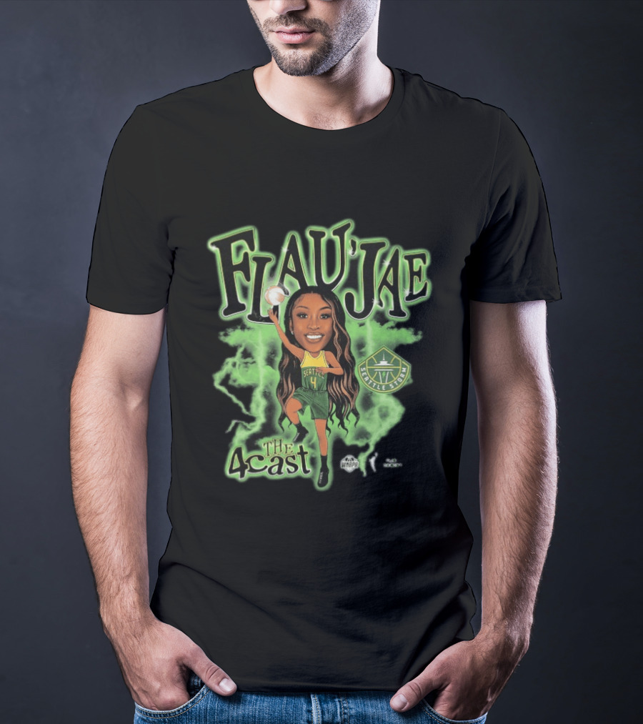 Seattle Storm Flau'jae Johnson The 4Cast Team Playa Society T-Shirt