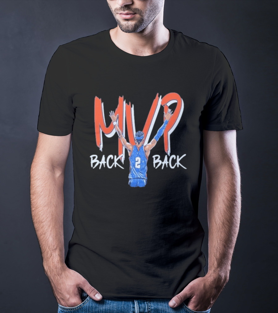 Shai Gilgeous Alexander SGA Back 2 Back MVP Basketball Star Number 2 T-Shirt