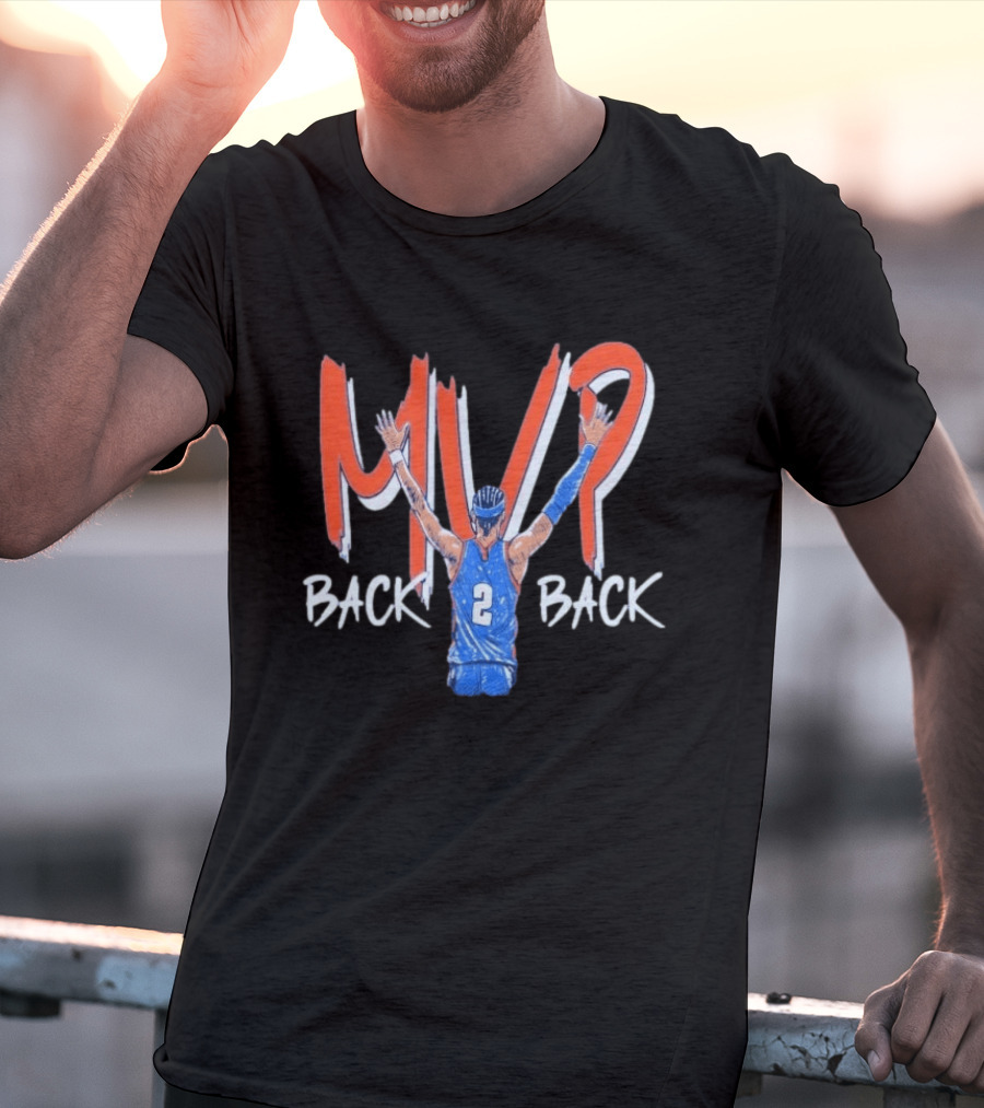 Shai Gilgeous Alexander SGA Back 2 Back MVP Basketball Star Number 2 T-Shirt