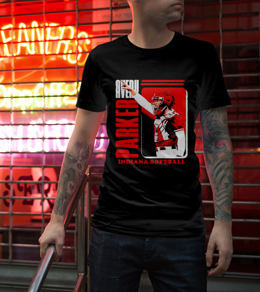 Avery Parker Indiana Softball Catcher Player Red And White Uniform T-Shirt