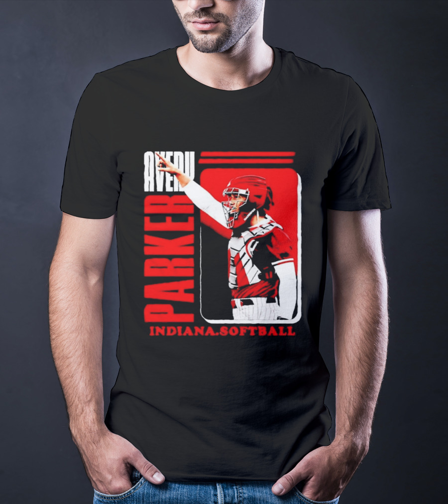 Avery Parker Indiana Softball Catcher Player Red And White Uniform T-Shirt