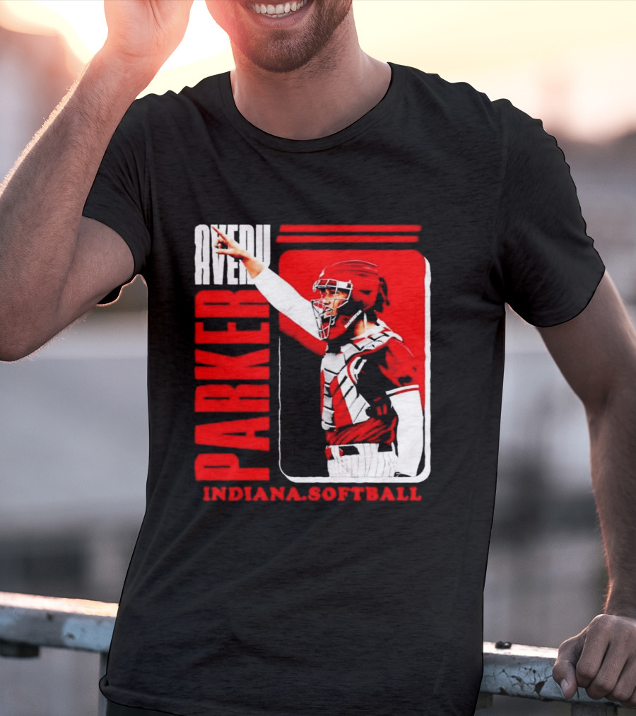 Avery Parker Indiana Softball Catcher Player Red And White Uniform T-Shirt