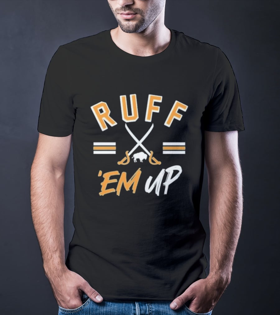 Buffalo Sabres Ruff 'Em Up Hockey Sticks And Buffalo T-Shirt