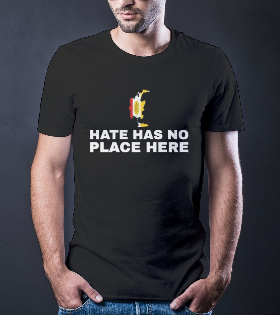 Hate Has No Place Here Multicolor Paintbrush Stroke Motif T-Shirt