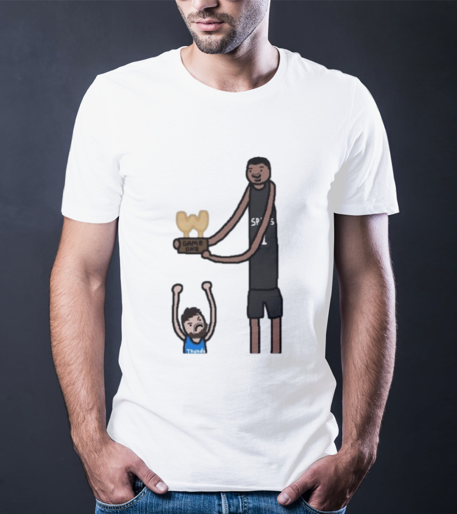 Spurs Victor Wembanyama Game One Vs Thunder Basketball Cartoon T-Shirt