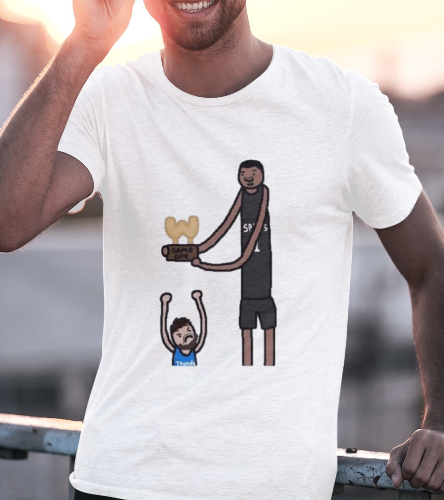Spurs Victor Wembanyama Game One Vs Thunder Basketball Cartoon T-Shirt