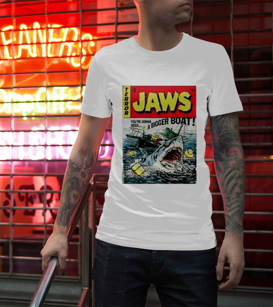 Terror Jaws Comic Cover You're Gonna Need A Bigger Boat T-Shirt