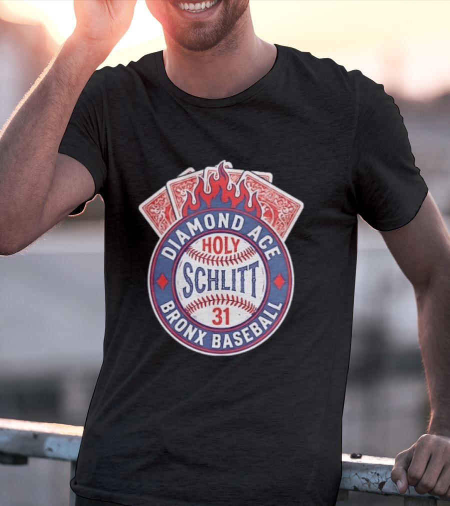 Diamond Ace Holy Schlitt Bronx Baseball 31 Cards Flame T-Shirt