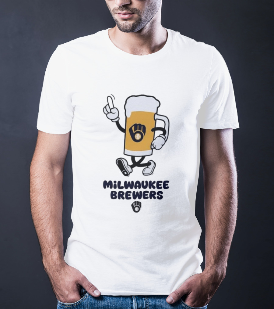 Milwaukee Brewers Beer Mascot Running Cartoon T-Shirt