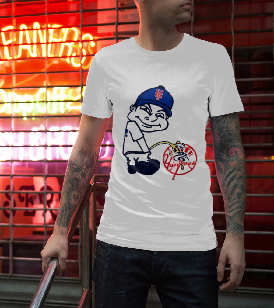 New York Mets Fans Rivalry Yankees Humorous Cartoon T-Shirt