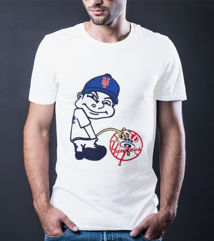New York Mets Fans Rivalry Yankees Humorous Cartoon T-Shirt