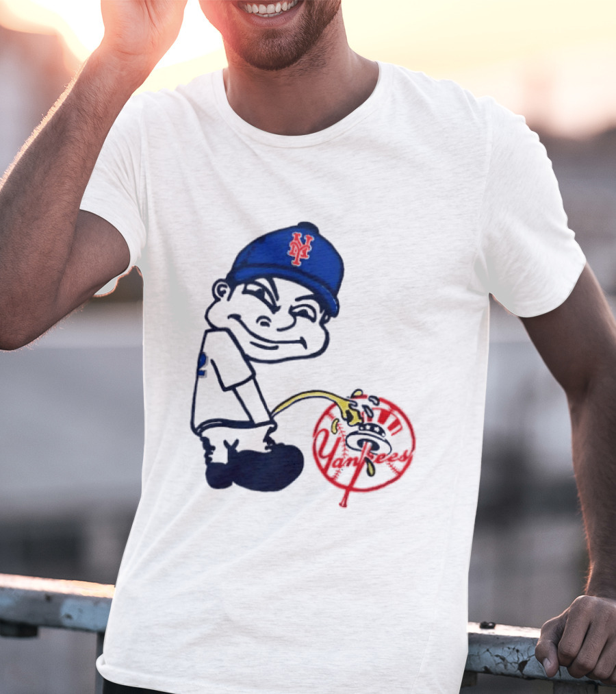 New York Mets Fans Rivalry Yankees Humorous Cartoon T-Shirt