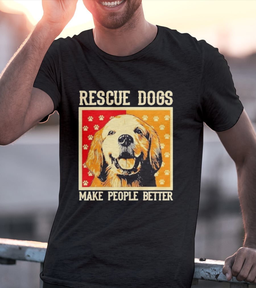 Rescue Dogs Make People Better Paw Print T-Shirt