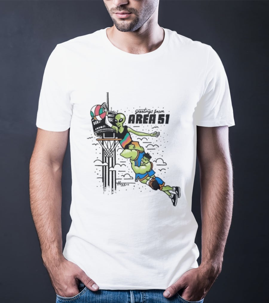 Victor Wembanyama Alien Greetings From Area 51 Basketball Dunk Scene T-Shirt